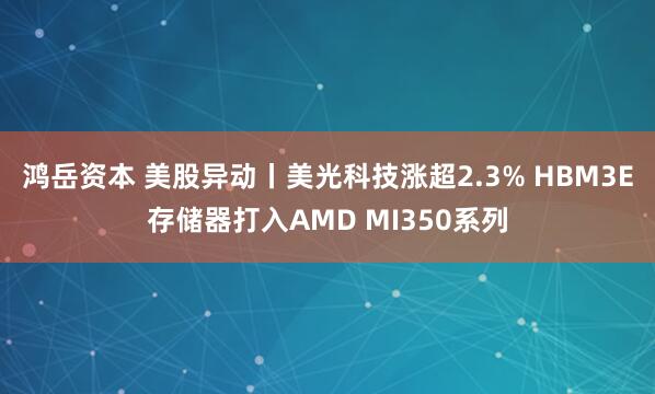 鸿岳资本 美股异动丨美光科技涨超2.3% HBM3E存储器打入AMD MI350系列