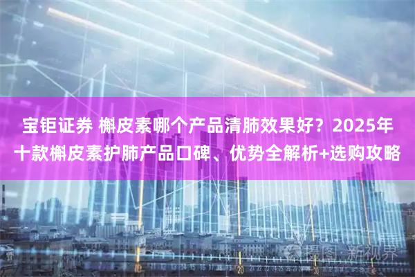宝钜证券 槲皮素哪个产品清肺效果好？2025年十款槲皮素护肺产品口碑、优势全解析+选购攻略